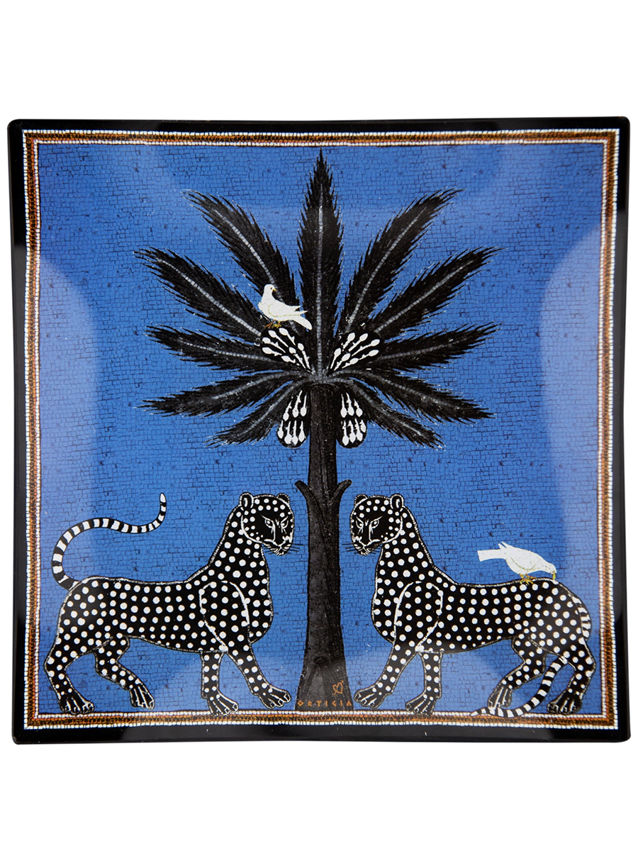 ORTIGIA-Piatto di Vetro Mosaico Blu 25 x 25cm