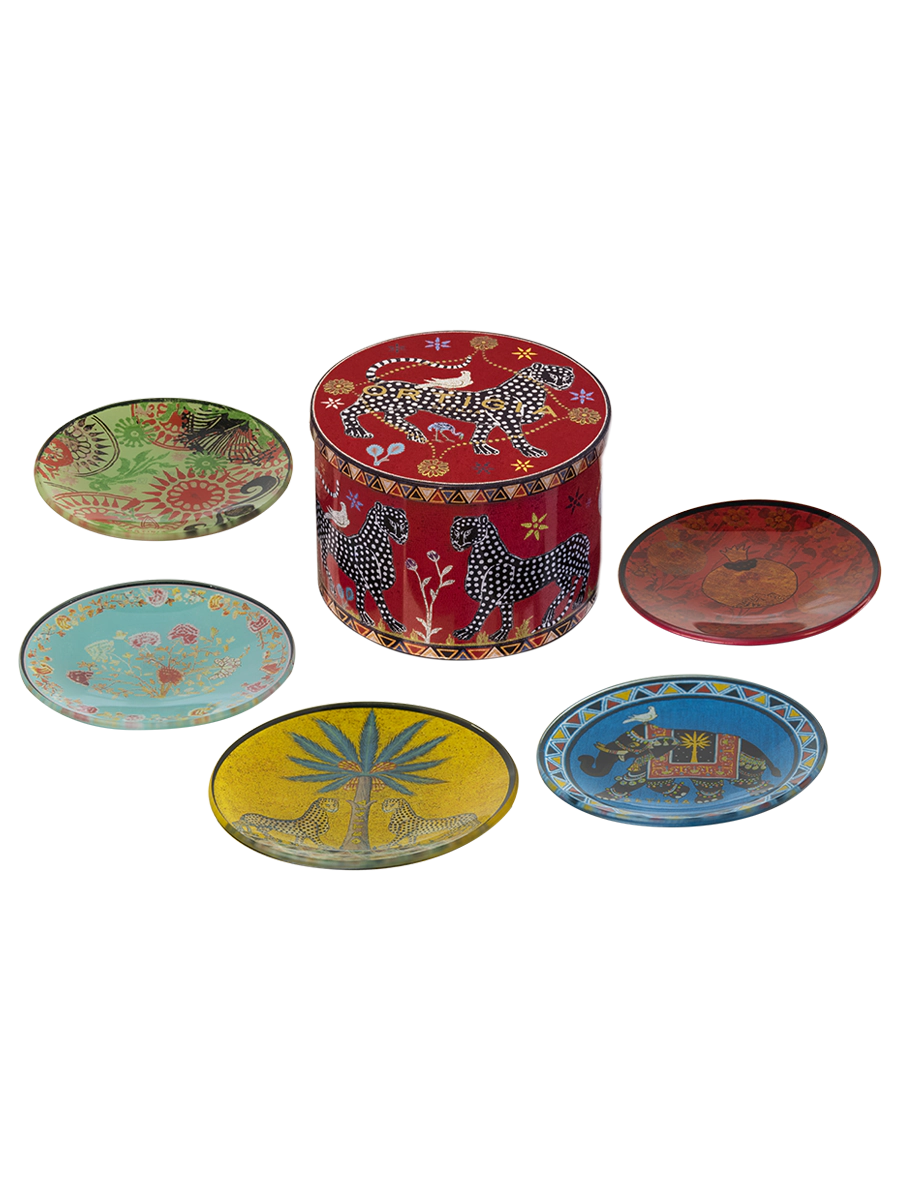 ORTIGIA-Scatola di Latta 5 Piattini Vetro