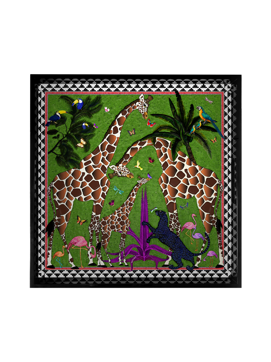 ORTIGIA-Vassoio Giraffe Verde (45x45cm)