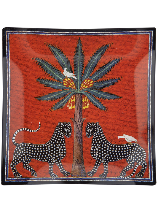 ORTIGIA-Piatto di Vetro Mosaico Rosso 25 x 25cm